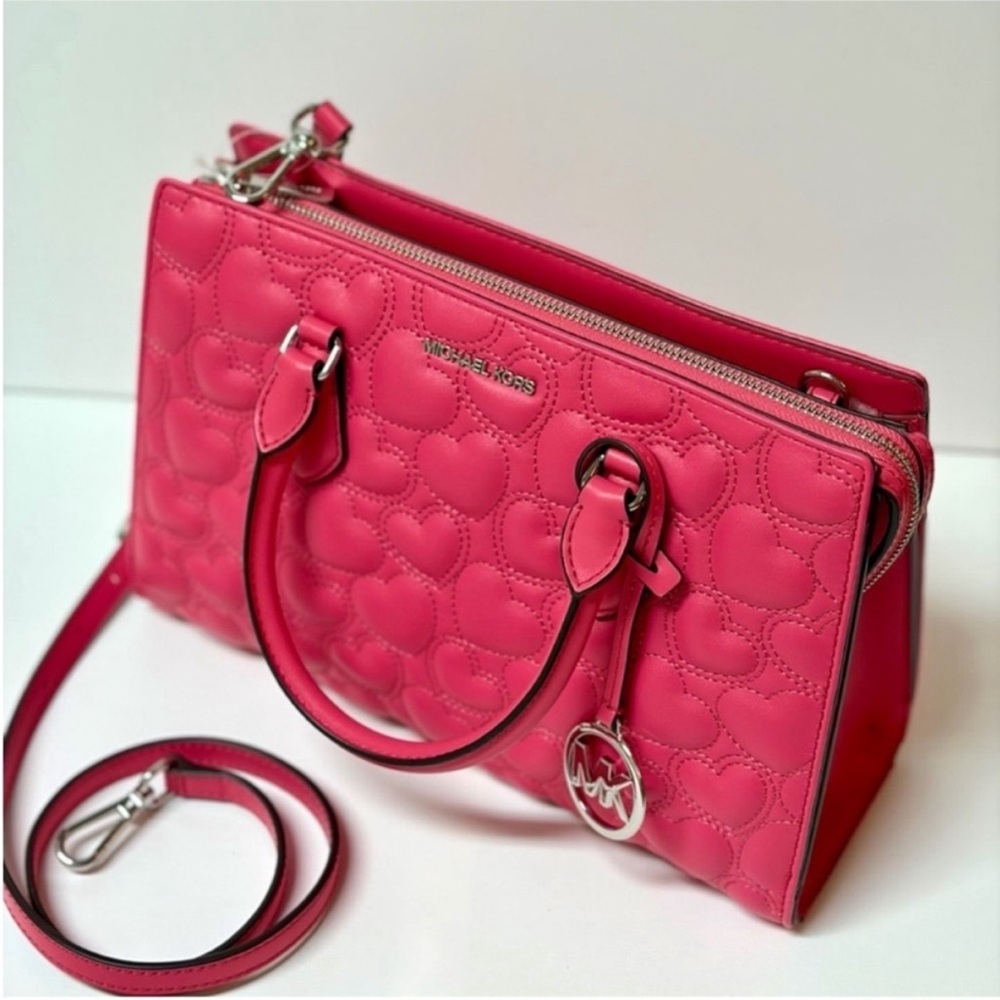 MICHAEL KORS Sheila Medium Heart Embroidered Satchel Crossbody - Picture 6 of 10